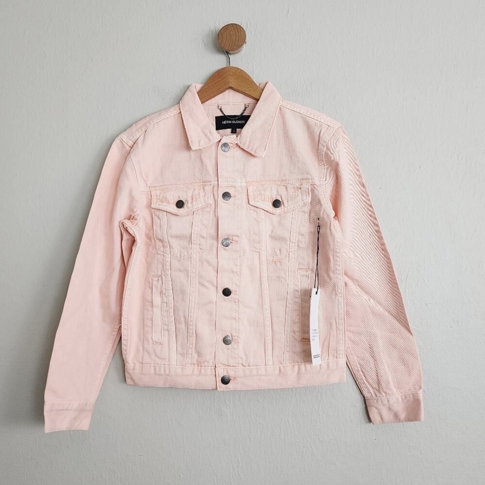 Neon Blonde Dreamer Oversized Denim Jacket NWT Rose Quartz Light Pink - XS